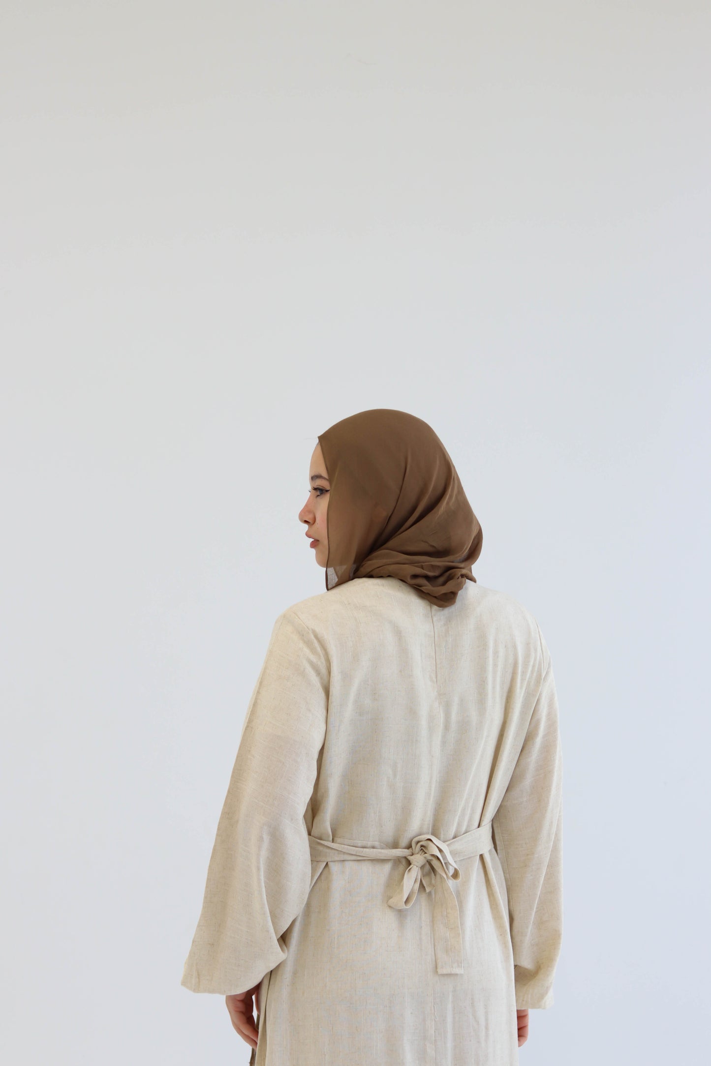 Beige Pure Linen Dress