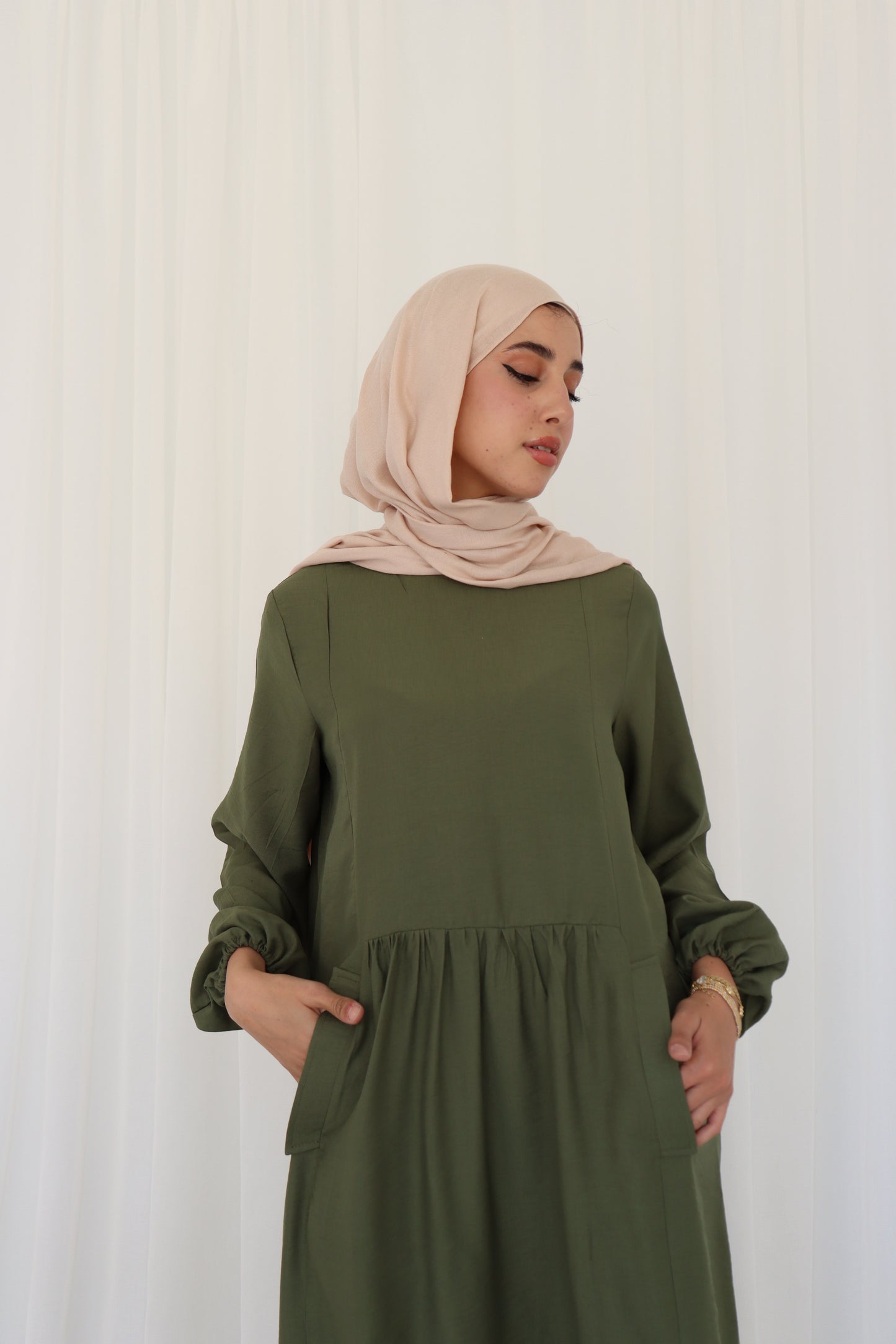 Olive Flowy Dress