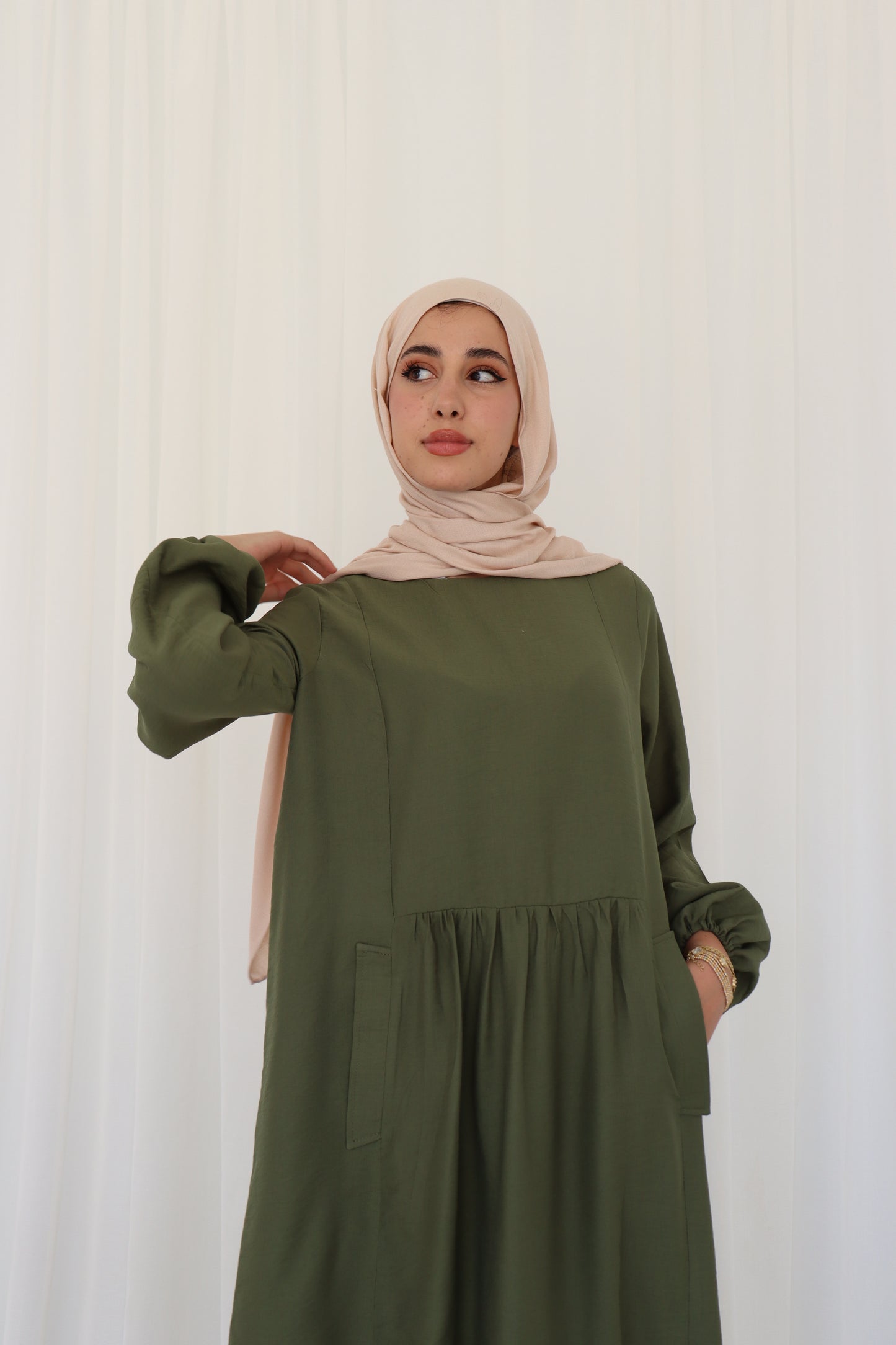 Olive Flowy Dress