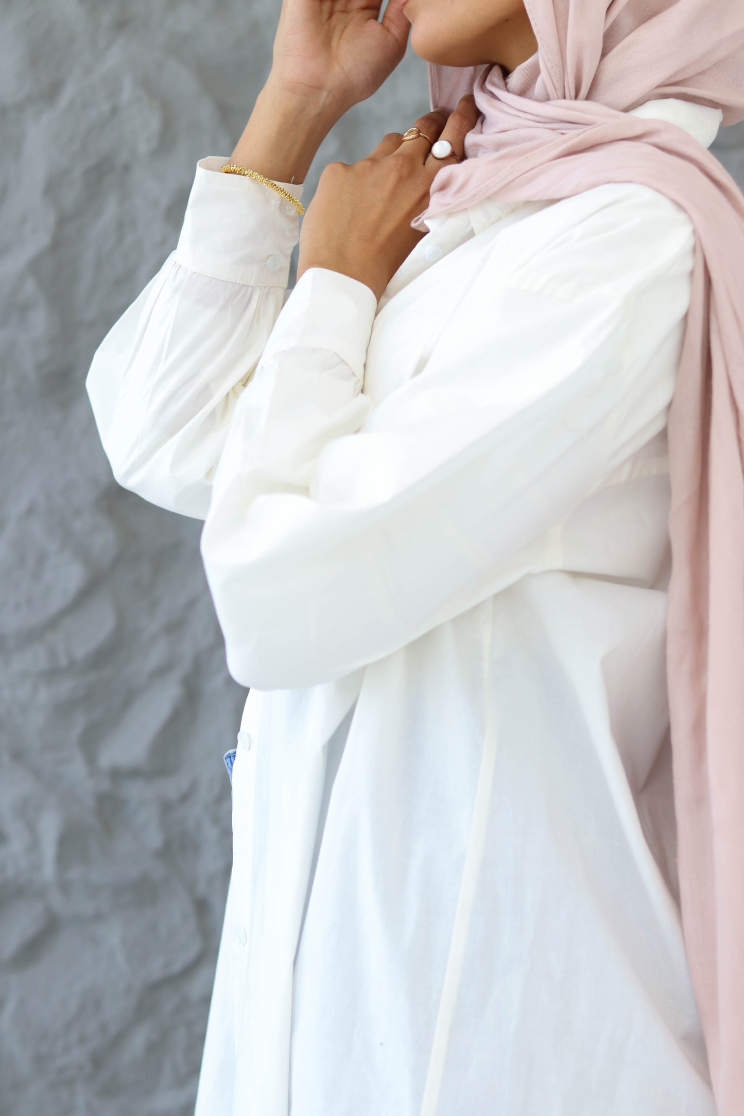 Poplin Cotton Long Shirt in White