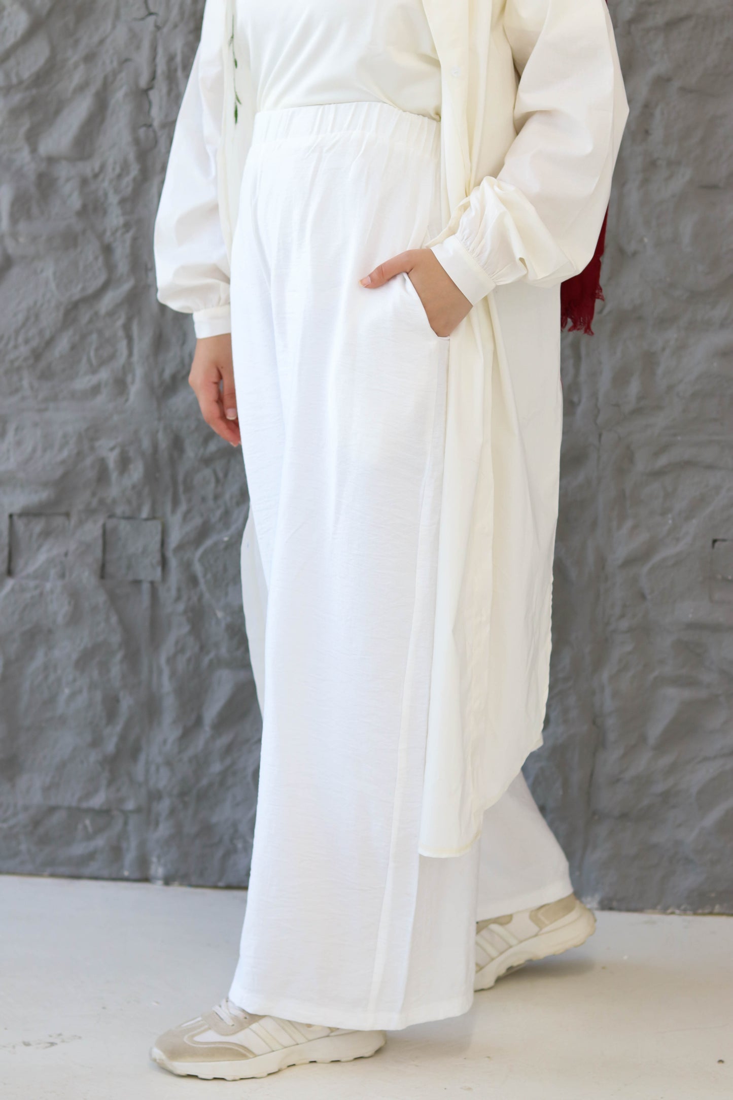 Wide-Leg White Pants