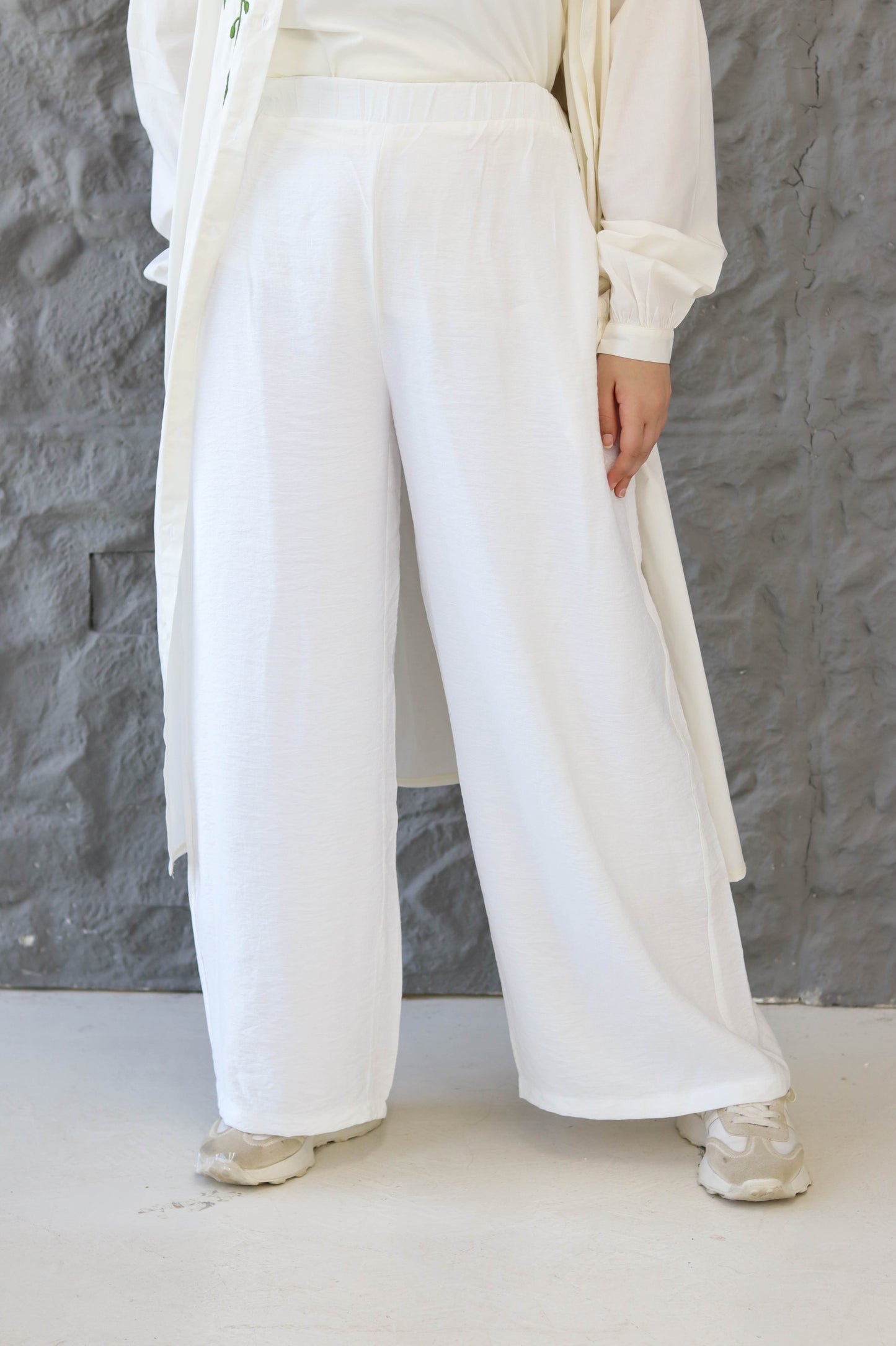 Wide-Leg White Pants