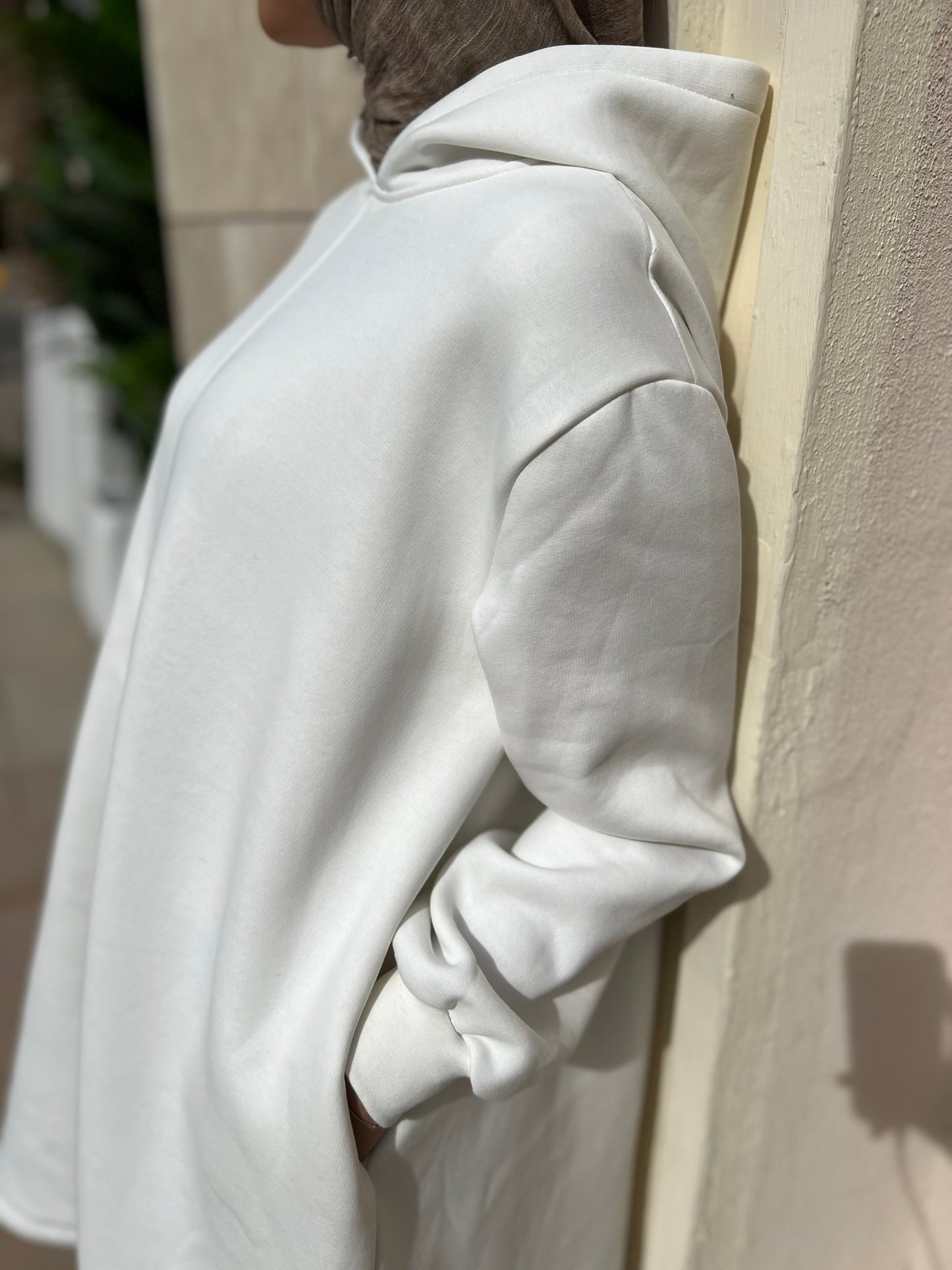 Creamy Asymmetric Hoodie