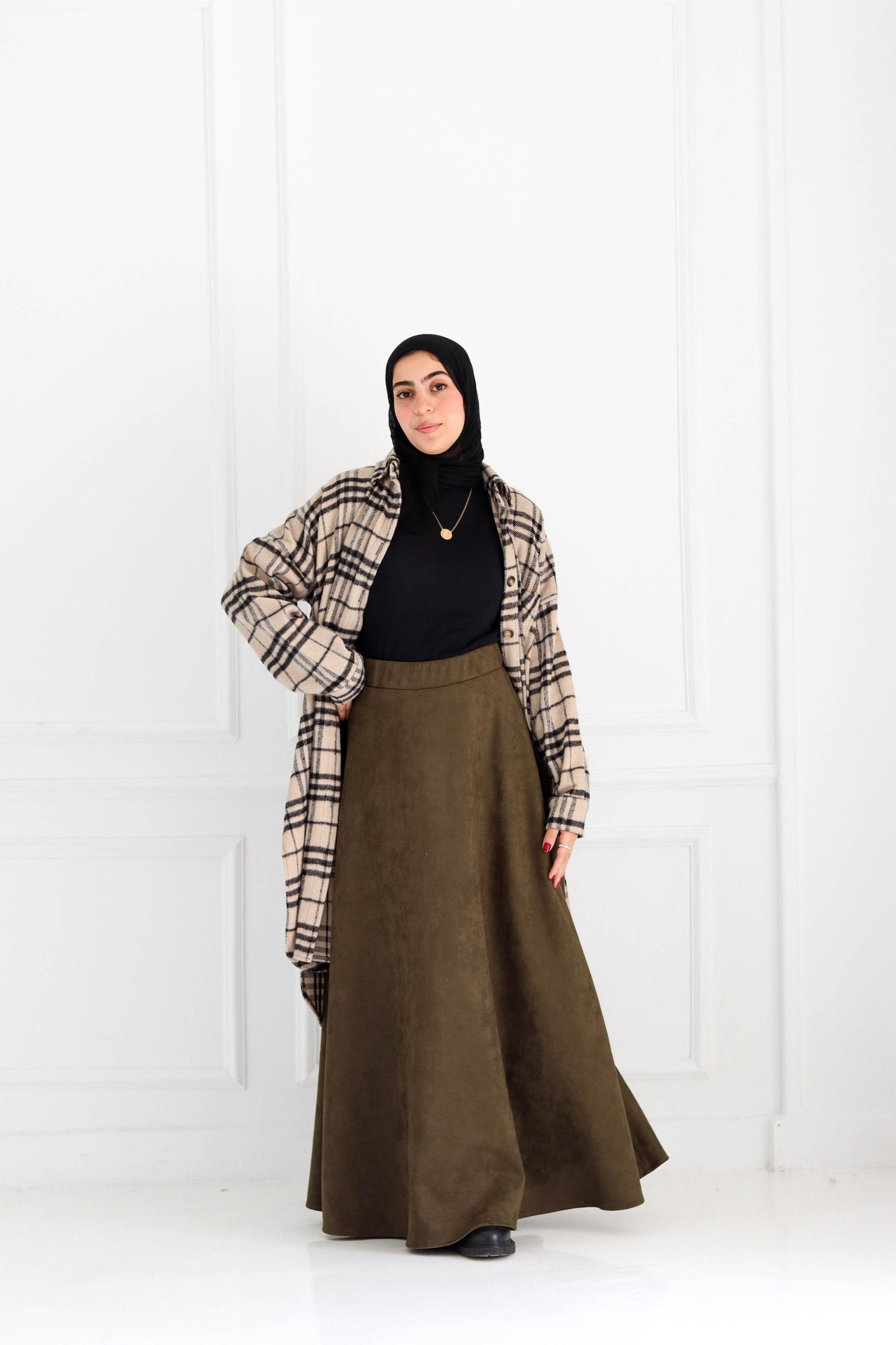 Olive Suede Skirt