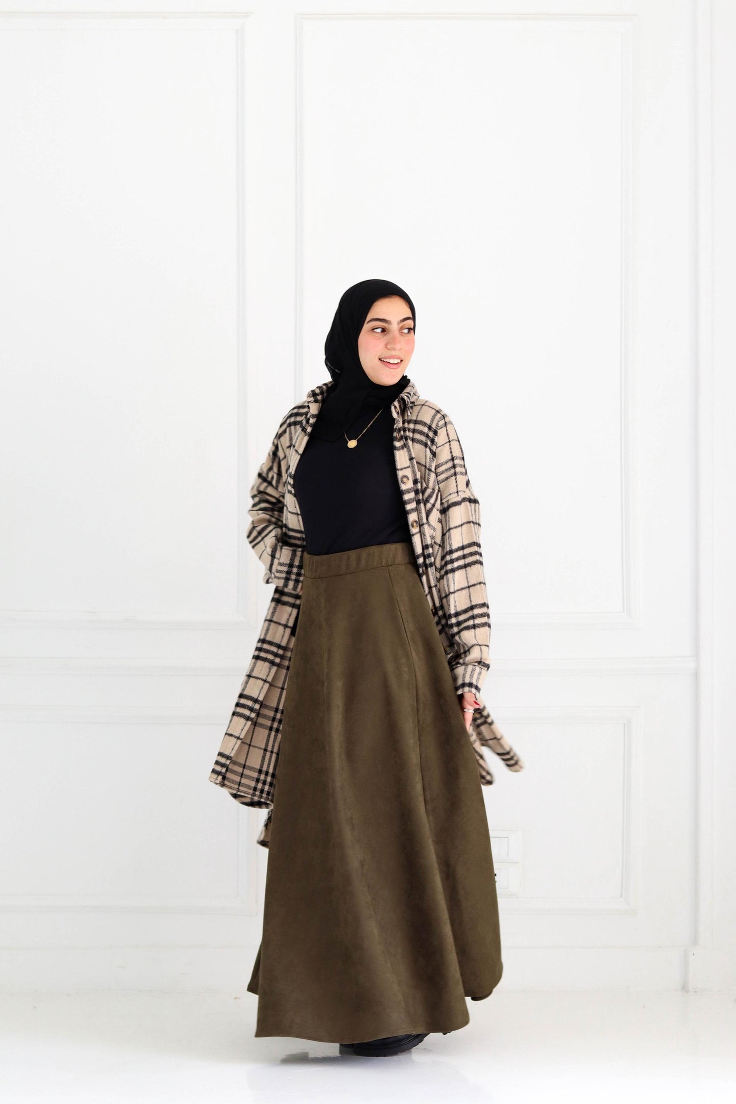 Olive Suede Skirt