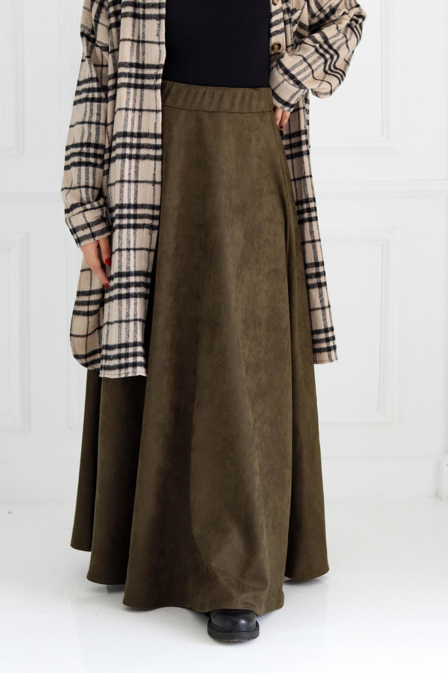 Olive Suede Skirt