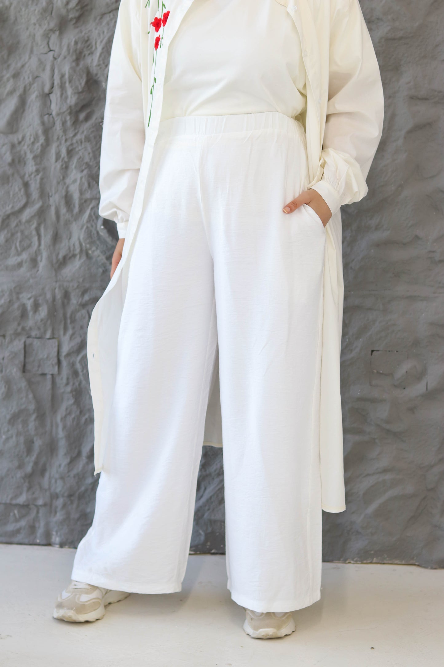 Wide-Leg White Pants