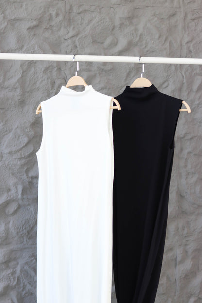 A-line White Sleeveless Basic Dress