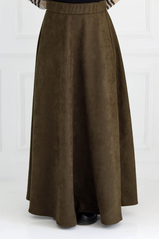 Olive Suede Skirt