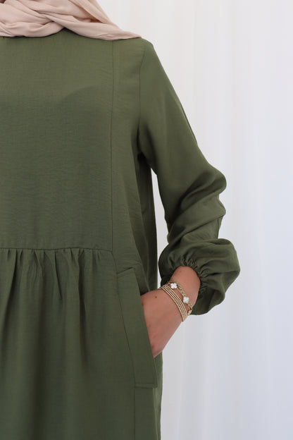 Olive Flowy Dress