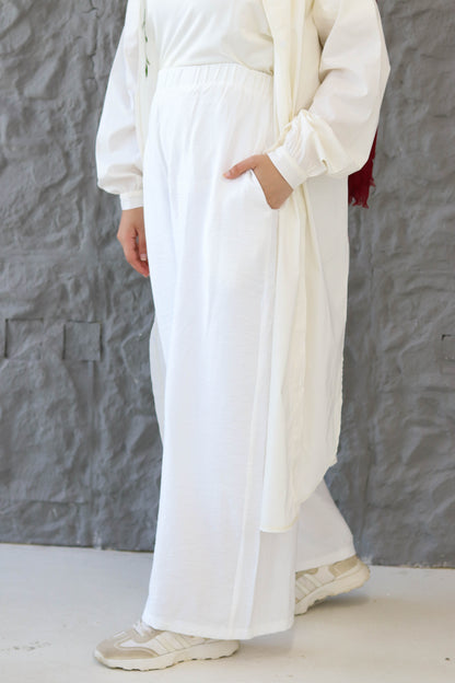 Wide-Leg White Pants