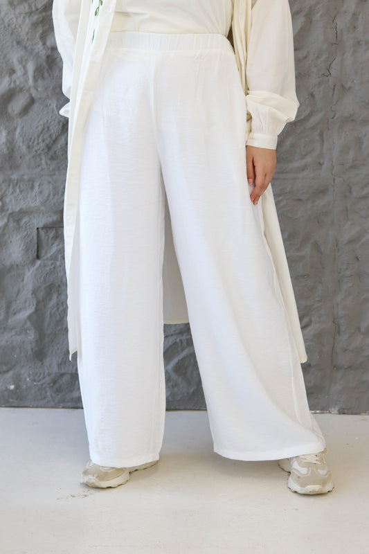 Wide-Leg White Pants