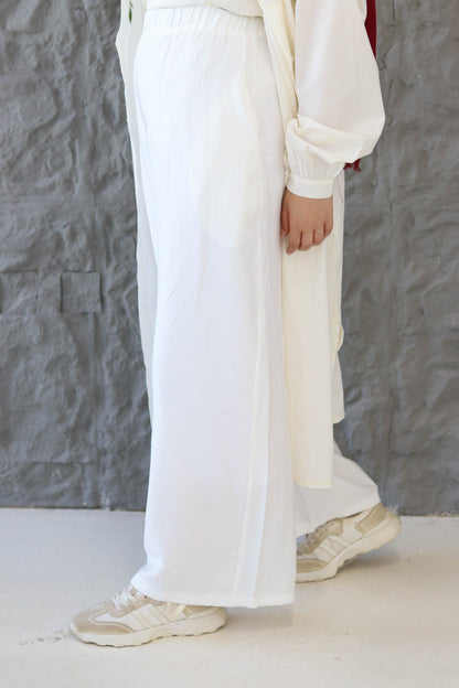 Wide-Leg White Pants