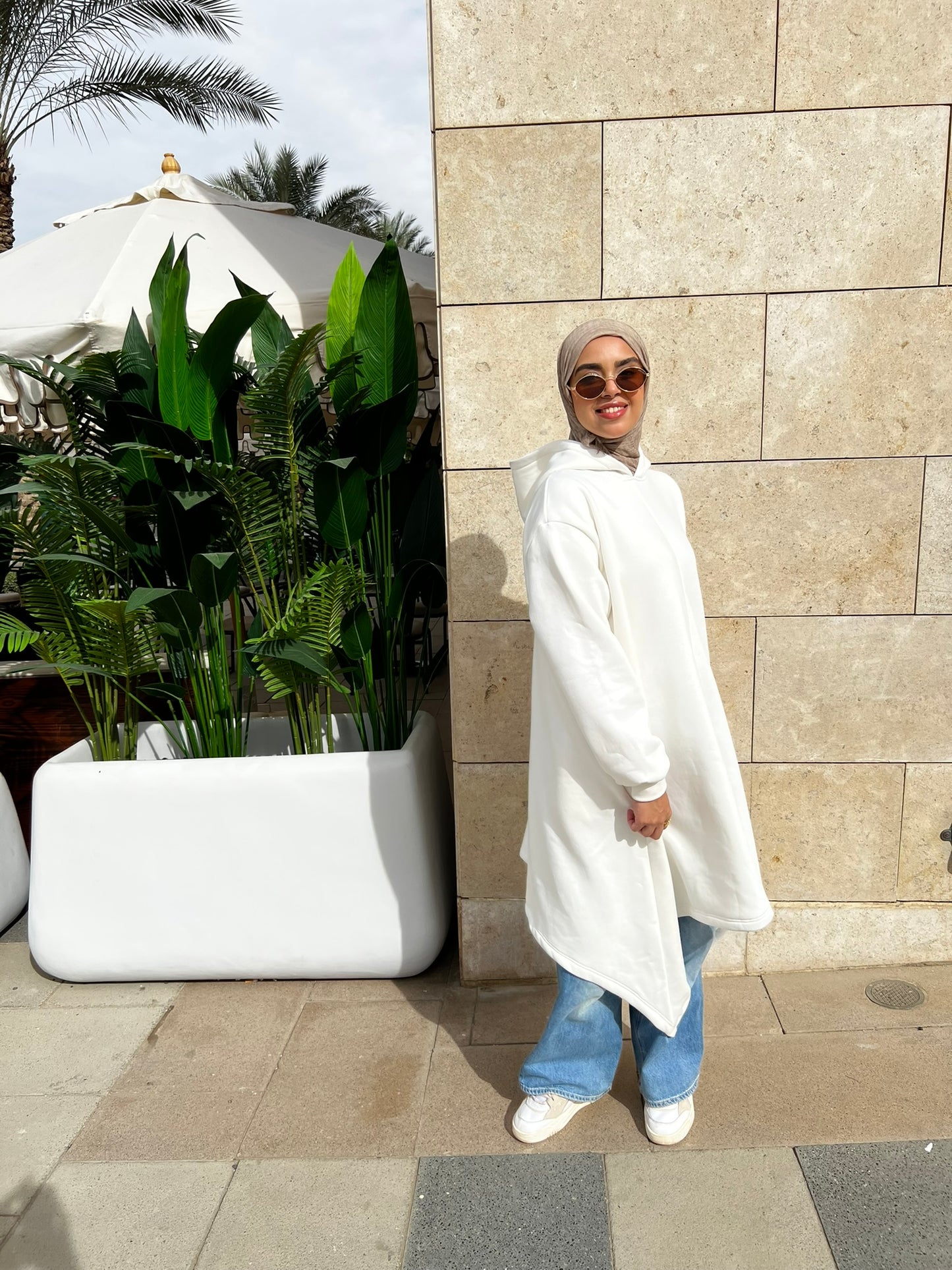 Creamy Asymmetric Hoodie