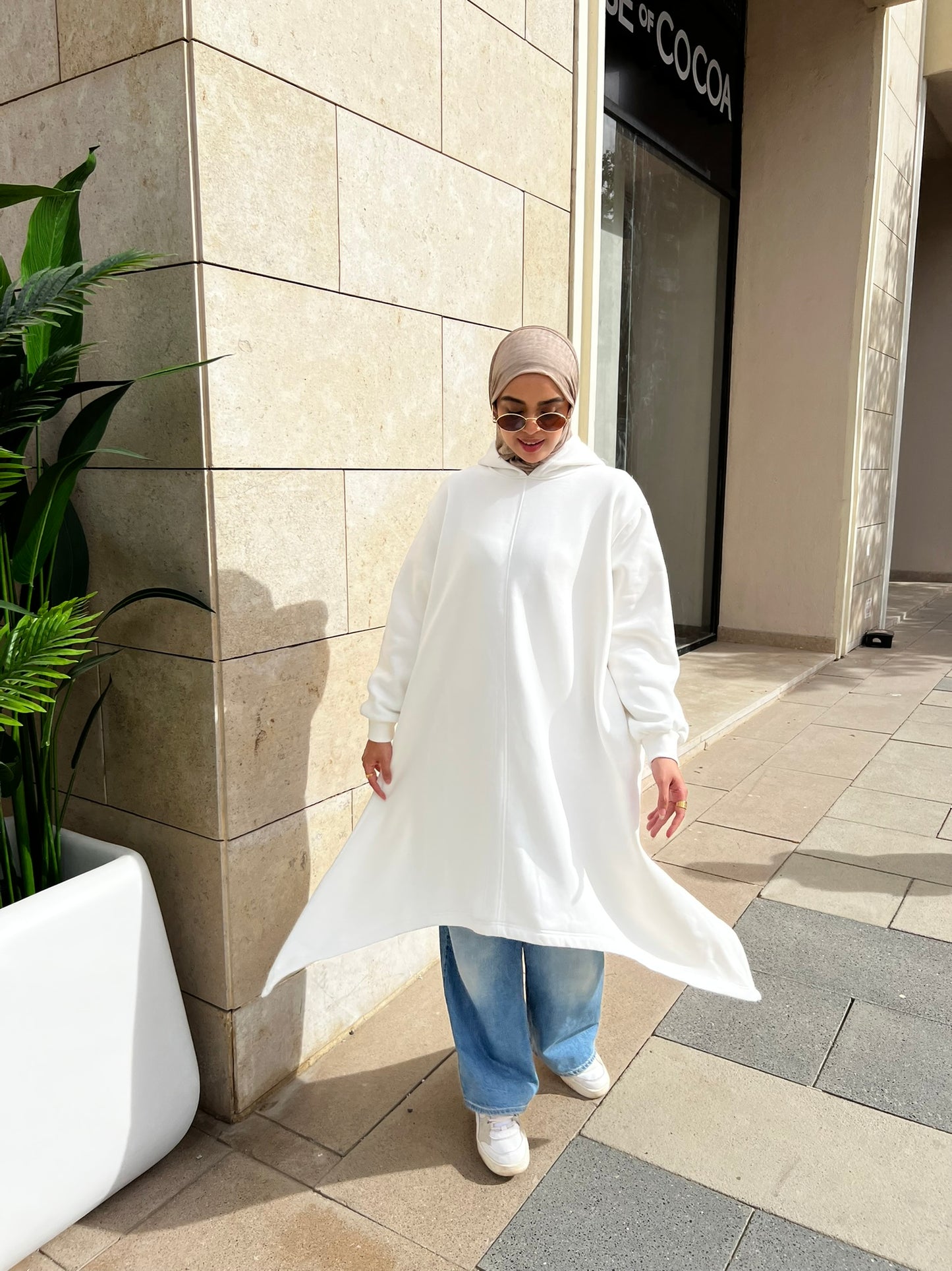 Creamy Asymmetric Hoodie