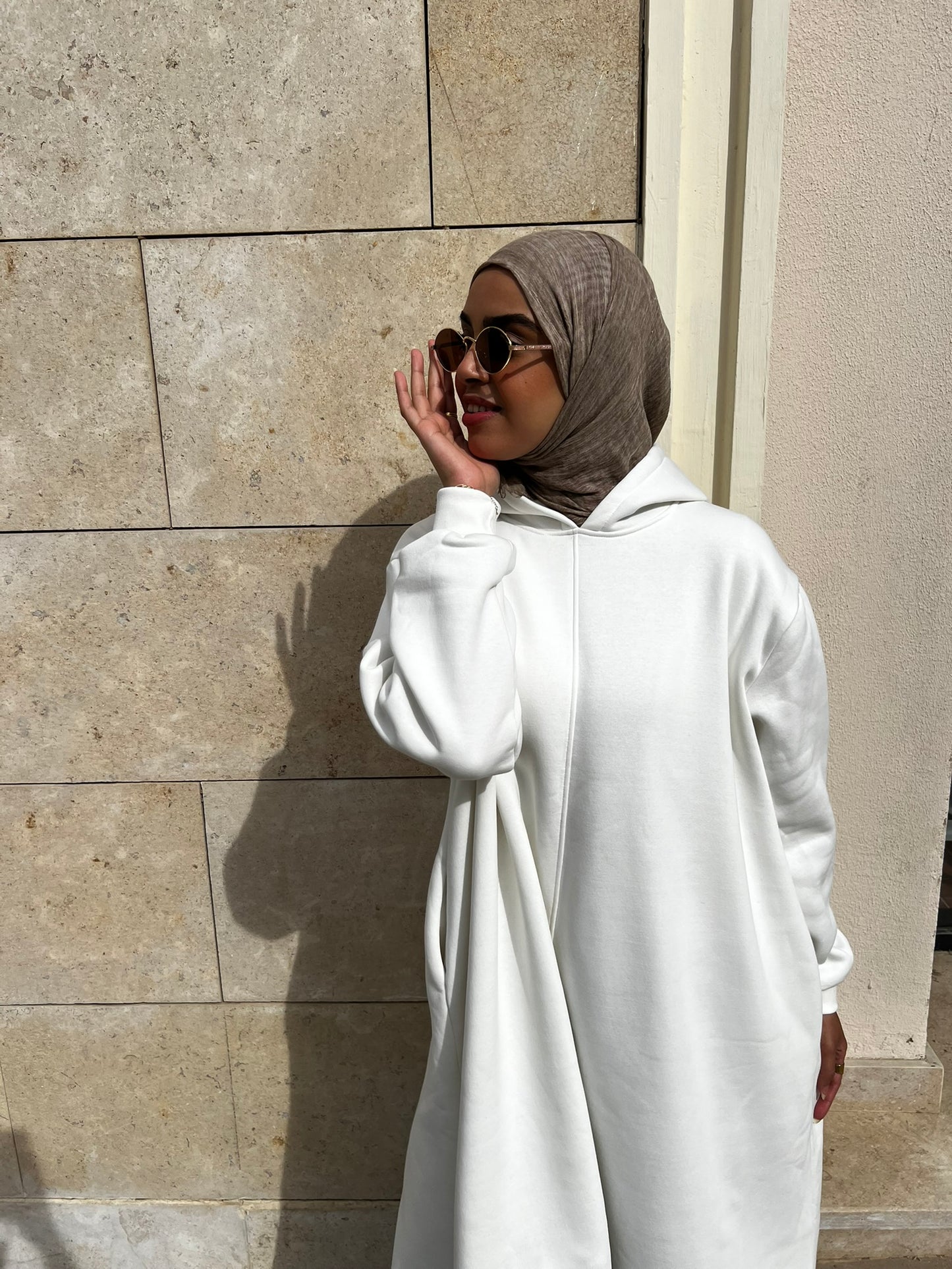 Creamy Asymmetric Hoodie
