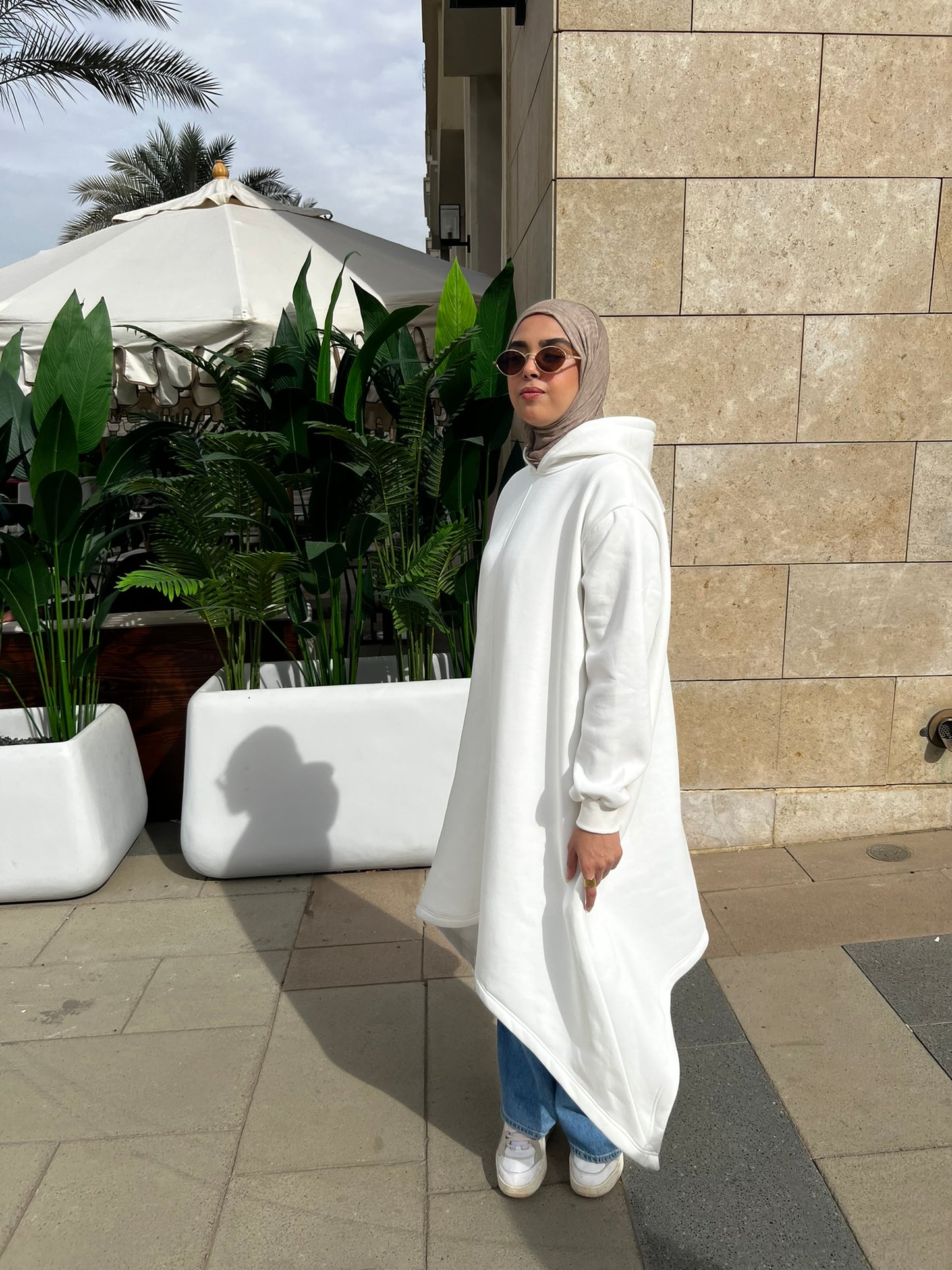 Creamy Asymmetric Hoodie