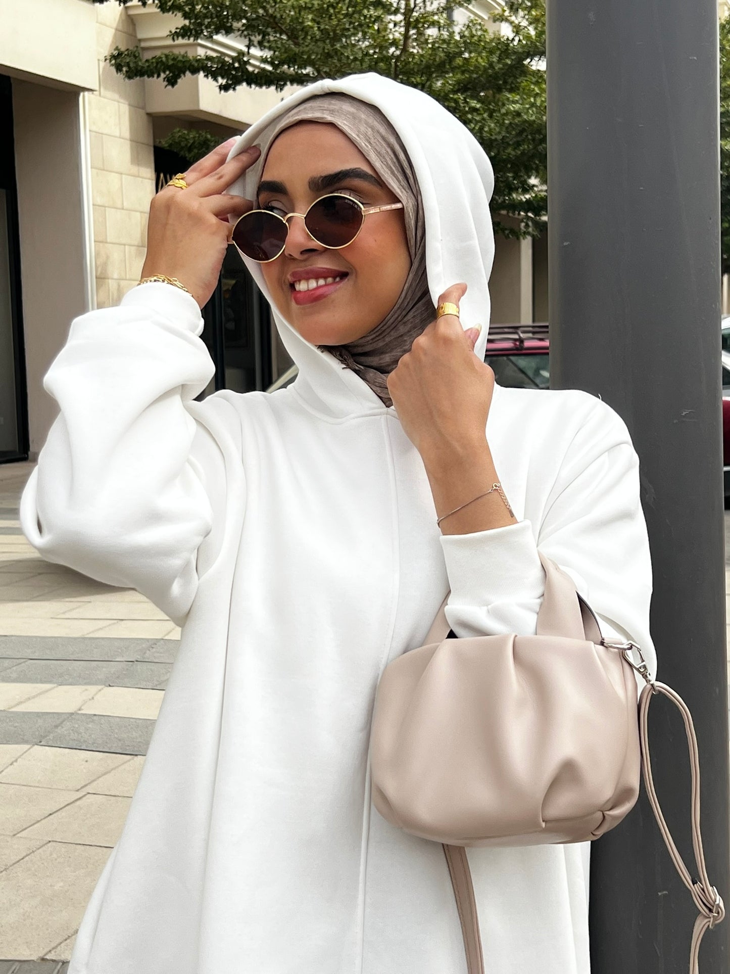 Creamy Asymmetric Hoodie