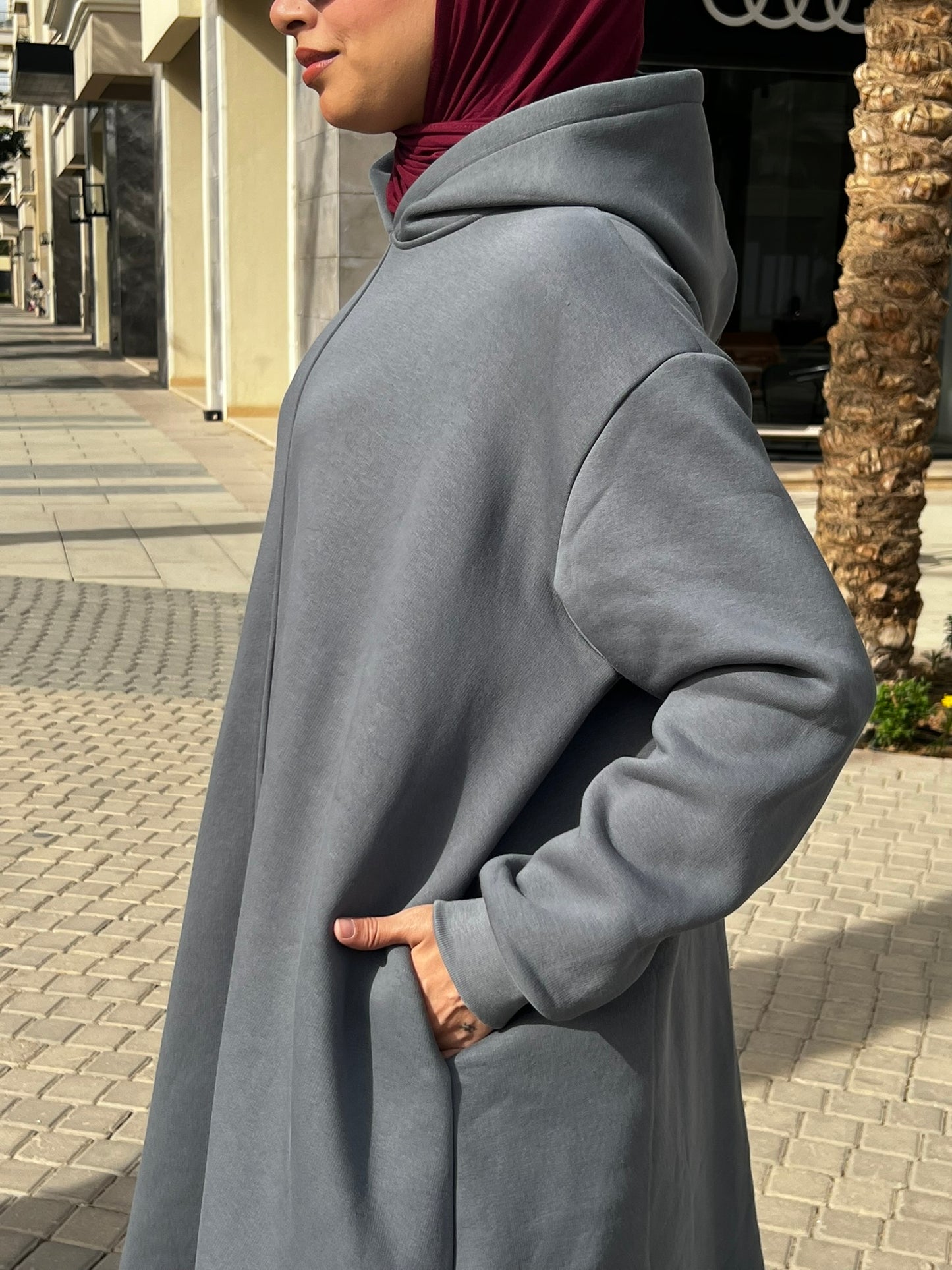 Grey Asymmetric Hoodie