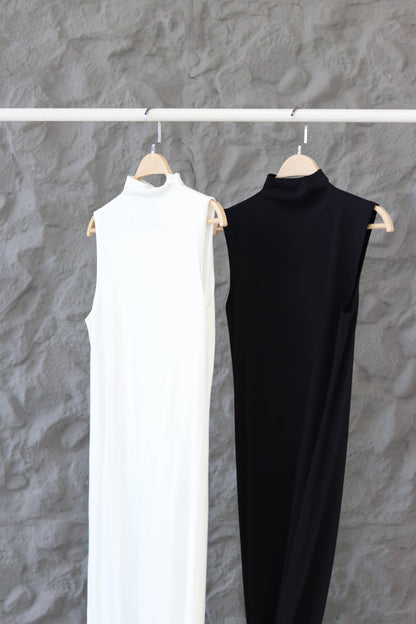 A-line White Sleeveless Basic Dress