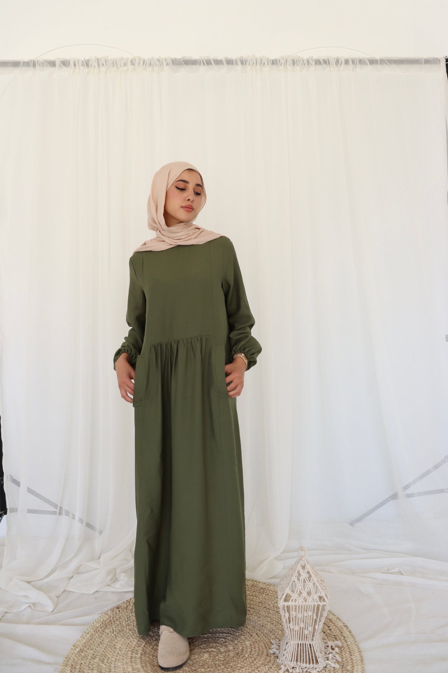 Olive Flowy Dress