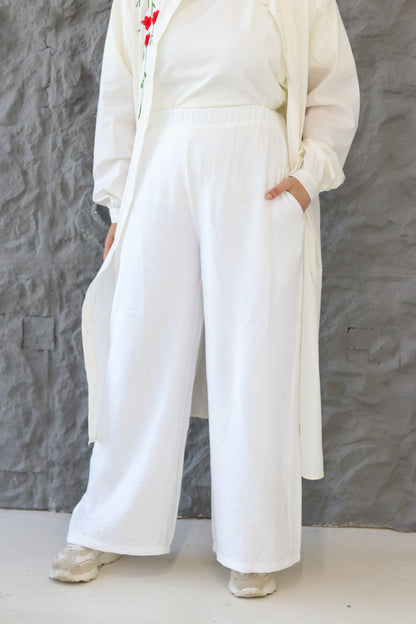 Wide-Leg White Pants